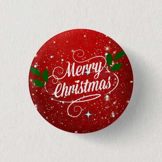 Badge Rond 2,50 Cm Fête rouge, Joyeux Noël, (Devant)