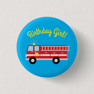 Badge Rond 2,50 Cm Feu Camion Anniversaire Fête Anniversaire Fille Bo