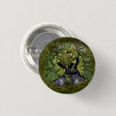 Badge Rond 2,50 Cm Feuillage forestier Dragon~Button (Devant & derrière)