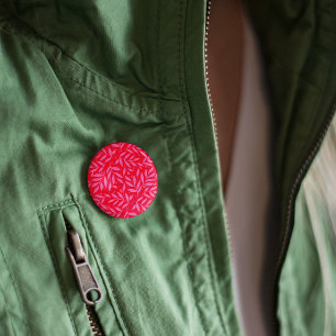 Badge Rond 2,50 Cm Feuillage rose et rouge