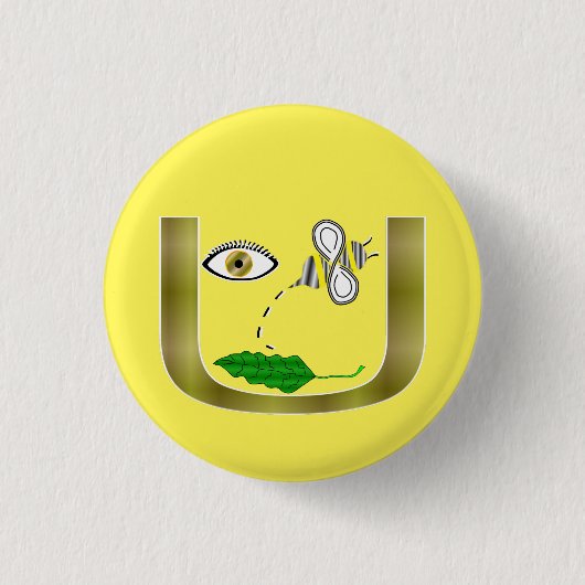 Badge Rond 2,50 Cm Feuille d'abeille d'oeil dans U (Devant)