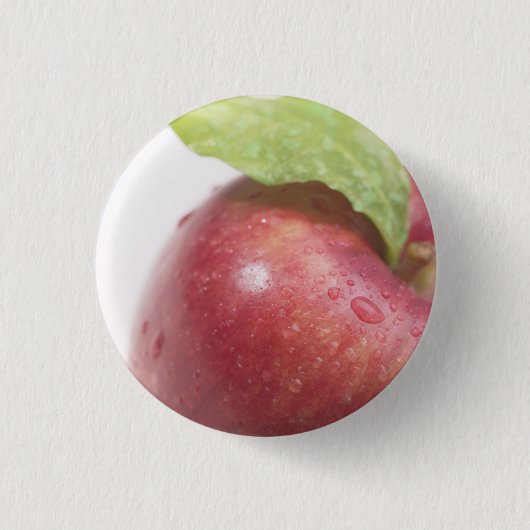 Badge Rond 2,50 Cm Feuille verte rouge Apple (Devant)