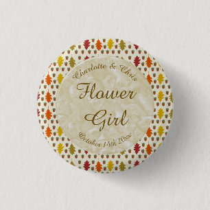 Badge Rond 2,50 Cm Feuilles de chêne et Acorns Automne Mariage d'auto