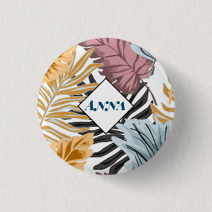 Badge Rond 2,50 Cm Feuilles de palmiers, tropical, botanique, jungle,