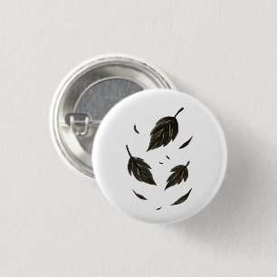 Badge Rond 2,50 Cm Feuilles tombantes – Encre minimaliste Nature sur