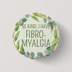 Badge Rond 2,50 Cm Feuilles verts botaniques être comme Fibromyalgie