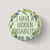 Badge Rond 2,50 Cm Feuilles verts botaniques Handicap caché (Devant)