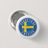 Badge Rond 2,50 Cm Fier d'être suédois Drapeau T-shirt Trucker Chapea (Devant & derrière)