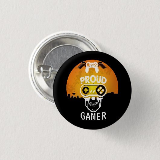 BADGE ROND 2,50 CM FIER GAMER - HALLOWEEN JEU NERD (Devant & derrière)