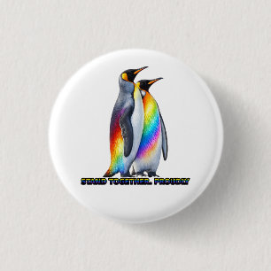 Badge Rond 2,50 Cm Fierté de pingouin arc-en-ciel debout ensemble