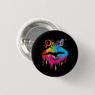 Badge Rond 2,50 Cm Fierté Lèvres arc-en-ciel LGBTQ Lèvres à goutt