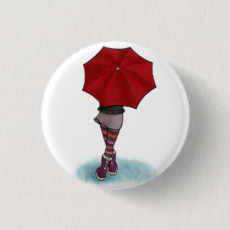 Badge Rond 2,50 Cm fille avec des parapluies
