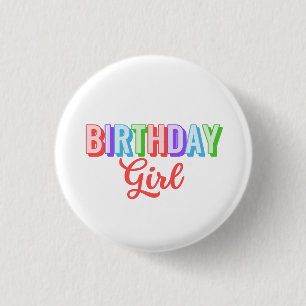 Badge Rond 2,50 Cm Fille d'anniversaire