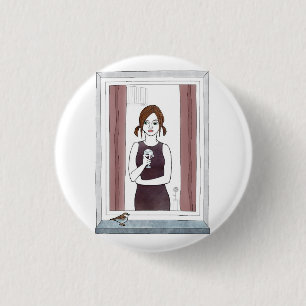 Badge Rond 2,50 Cm fille dans la fenêtre