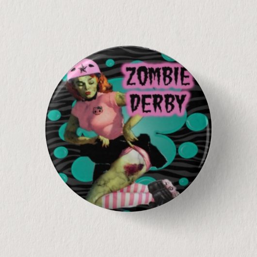 Badge Rond 2,50 Cm Fille de Derby de rouleau de zombi (Devant)