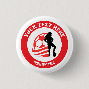 Badge Rond 2,50 Cm Fille de football personnalisée Fête d'anniversair