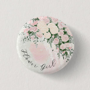 Badge Rond 2,50 Cm Fille d'honneur Nœud Rose Wisteria Bouquet Blush 