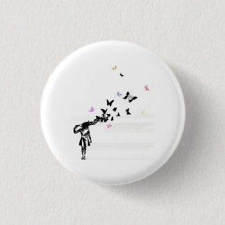 Badge Rond 2,50 Cm Fille et papillon tristes