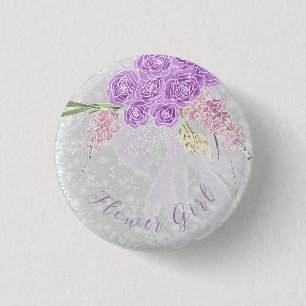 Badge Rond 2,50 Cm Fille fleurie de Puerto Madero Bouquet en tulle à 