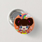Badge Rond 2,50 Cm Fille Harajuku Yuriko  (Devant & derrière)