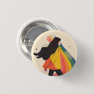 Badge Rond 2,50 Cm fille lgbt arc-en-ciel, Lesbienne gay, fierté