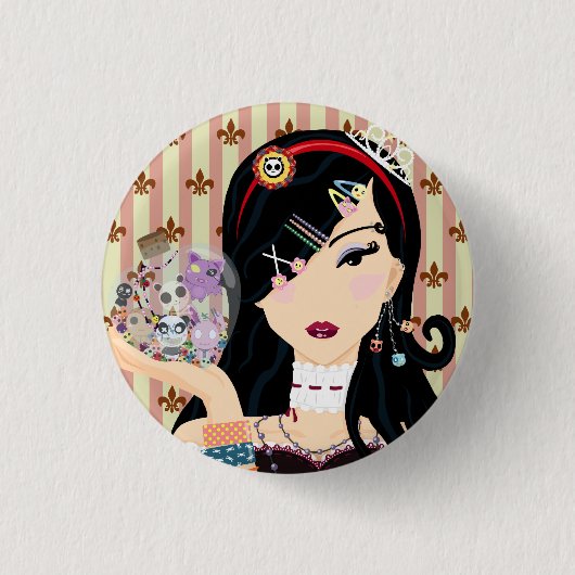 Badge Rond 2,50 Cm Fille Mayumi de Harajuku (Devant)