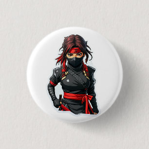 Badge Rond 2,50 Cm Fille Ninja