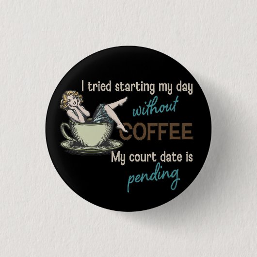 Badge Rond 2,50 Cm Fille Pin-up Café  (Devant)