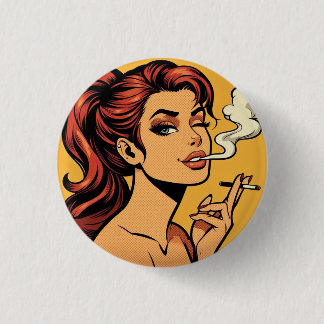Badge Rond 2,50 Cm Fille qui fume | Art pop comic | Amoureux de la ci