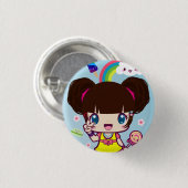 Badge Rond 2,50 Cm Fille Yuriko de Harajuku (Devant & derrière)