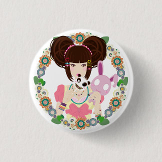 Badge Rond 2,50 Cm Fille Yuriko de Harajuku - encadré