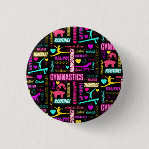 Badge Rond 2,50 Cm Filles colorées Gymnastique Glossaire Typographie