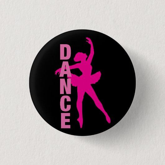 Badge Rond 2,50 Cm Filles Hot rose Ballerina Danse (Devant)
