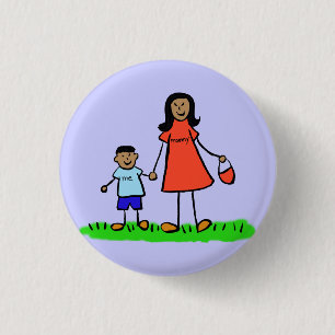 Badge Rond 2,50 Cm Fils et mère personnalisées Caractères de famille 