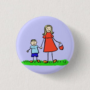 Badge Rond 2,50 Cm Fils et mère personnalisées Caractères de famille 