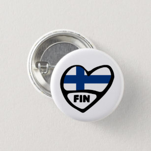Badge Rond 2,50 Cm Finlande Code Pays Drapeau Insigne Coeur Pin, FIN