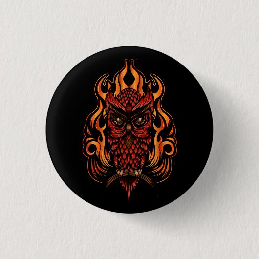 Badge Rond 2,50 Cm Fire owl (Devant)