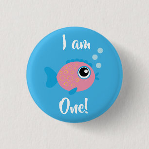 Badge Rond 2,50 Cm Fish Sea Ocean Aquarium d'anniversaire pour enfant
