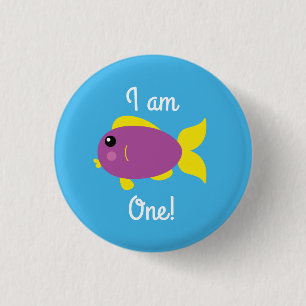 Badge Rond 2,50 Cm Fish Sea Ocean Aquarium d'anniversaire pour enfant