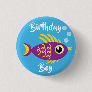 Badge Rond 2,50 Cm Fish Sea Ocean Aquarium d'anniversaire pour enfant