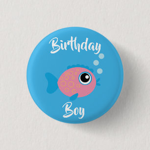 Badge Rond 2,50 Cm Fish Sea Ocean Aquarium d'anniversaire pour enfant