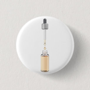 Badge Rond 2,50 Cm Flacon compte-gouttes en verre ouvert avec pipette