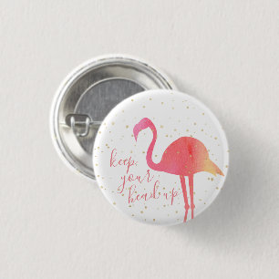 Badge Rond 2,50 Cm Flamant rose d'aquarelle Tropical Rose Cute Gardez
