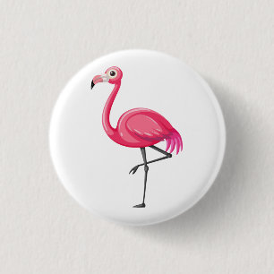 Badge Rond 2,50 Cm Flamant Rose de Style Cartoon