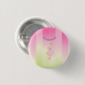 Badge Rond 2,50 Cm Flamant rose rose mignon Ombre rayé (Devant & derrière)