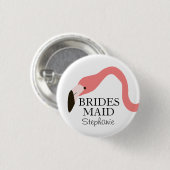 Badge Rond 2,50 Cm Flamant rose rose Whimsy Bridesmaid (Devant & derrière)