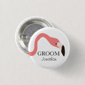 Badge Rond 2,50 Cm Flamant rose rose Whimsy Groom (Devant & derrière)