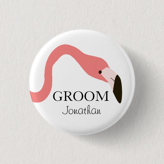 Badge Rond 2,50 Cm Flamant rose rose Whimsy Groom (Devant)
