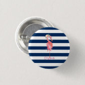 Badge Rond 2,50 Cm Flamants roses Roses, Fleur, Rayé (Devant & derrière)