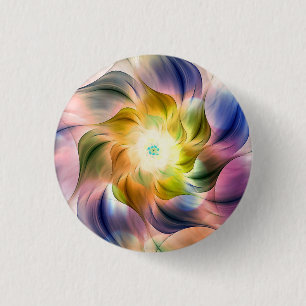 Badge Rond 2,50 Cm Flame colorée Fleur fractale
